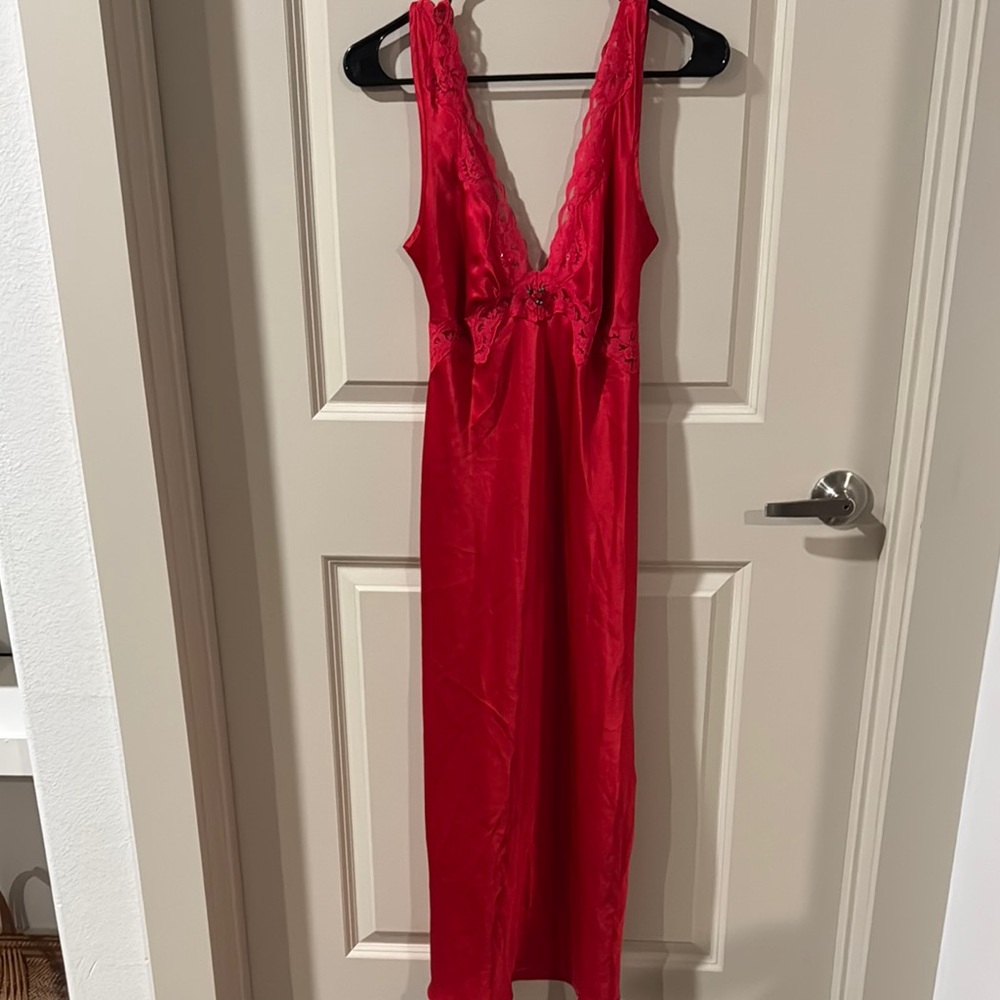 Elegant Red Lace Nightgown